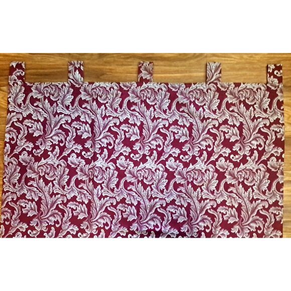 Damask Curtain Panel Red White Hollywood Regency Elegant Baroque 80x38 - Picture 3 of 4